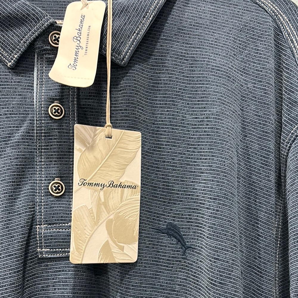 Tommy Bahama Blue Striped Polo Shirt